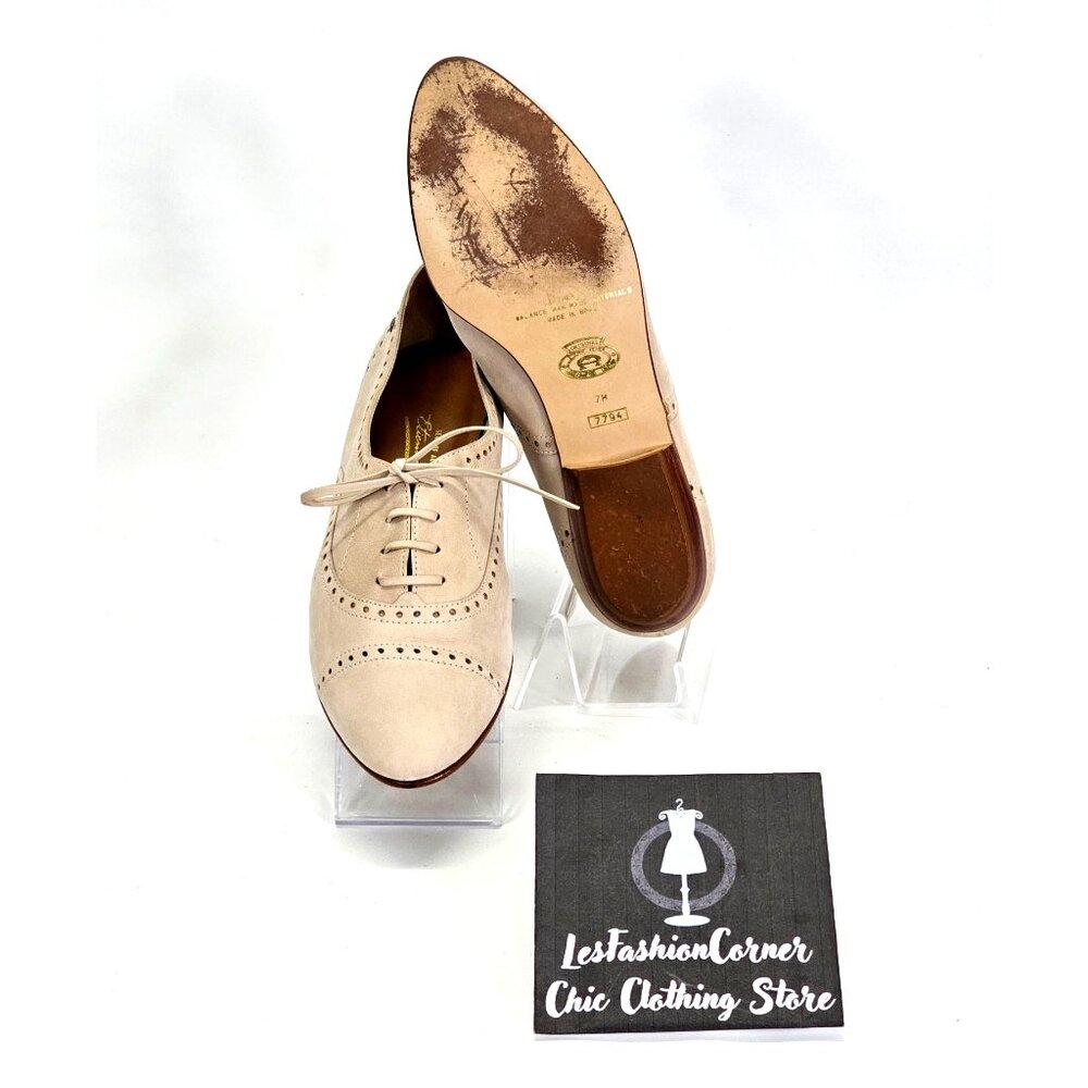Etienne Aigner Beige Suede Oxford Flats - Picture 3 of 16